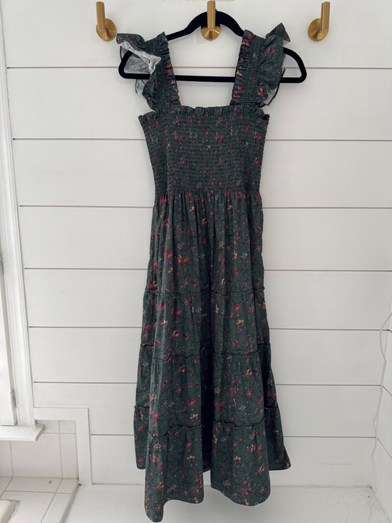 Hill House Dresses & Skirts - Hill House Home Ellie Smocked Ruffle Strap Floral Midi Dress - Green